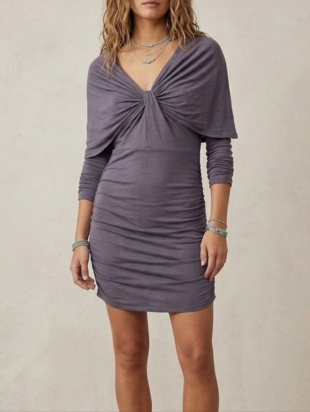 Free People Beach Sloan Dress Stretchy Comfortable Grey Size Medium Coquette